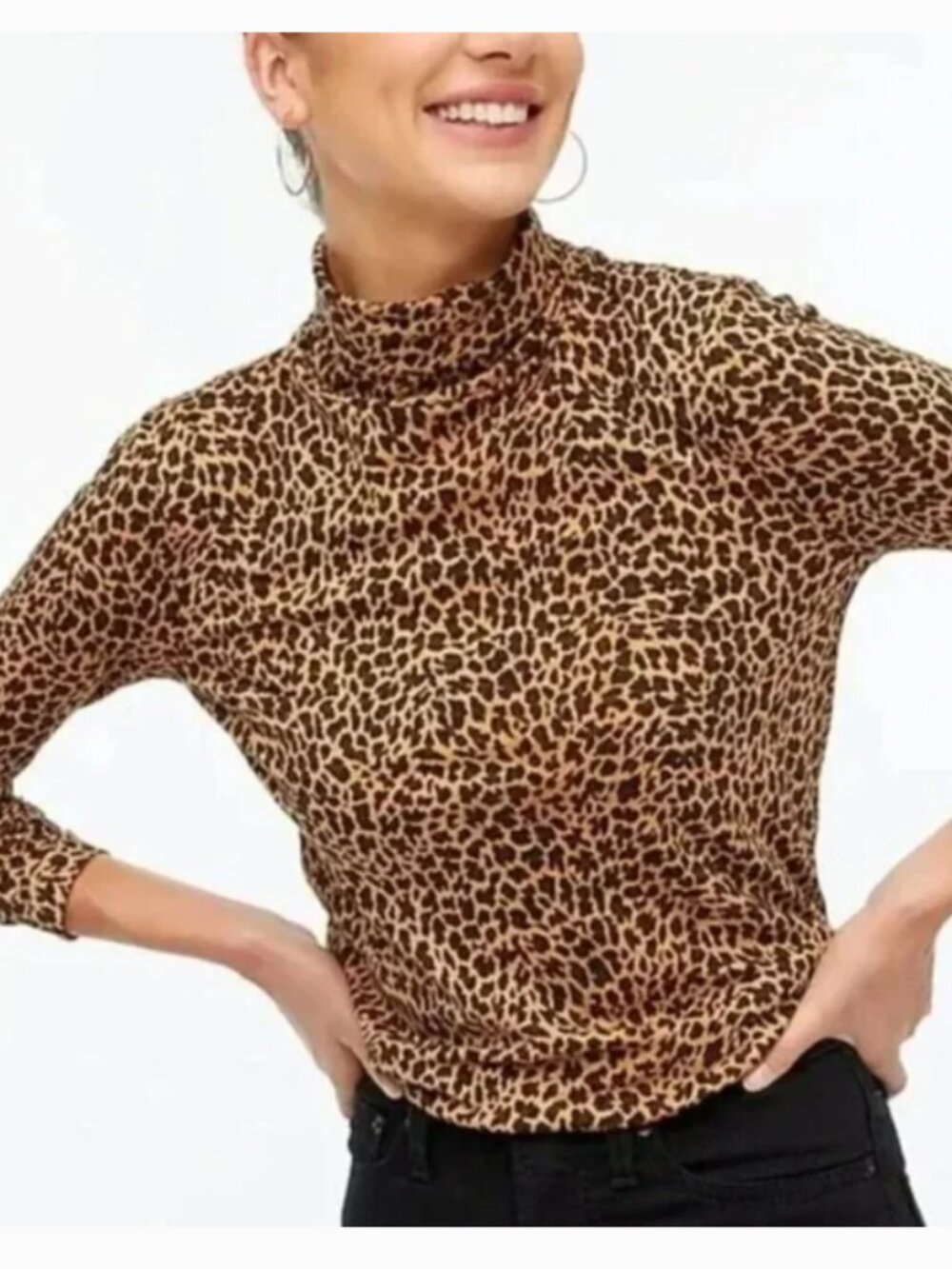 J. Crew Factory Leopard Print Tissue Turtleneck Women's Size Small